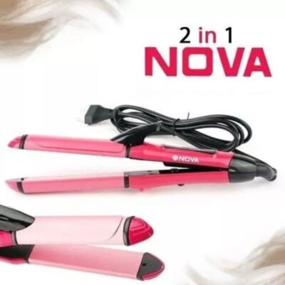Professional 2009 Hair Straightener & Curler 2-in-1 Ceramic Hair Styling Iron for Smooth Straight & Curly Hair