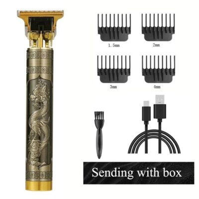 Metal Body T9 Vintage Dragon Style Rechargeable Hair Clipper Professional Electric Trimmer for Men & Barber