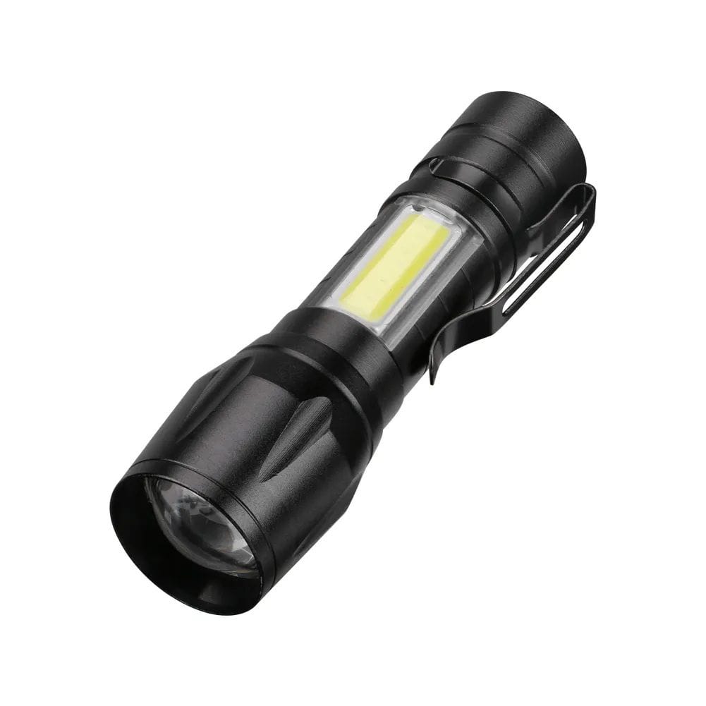Mini LED Rechargeable Torch 3800LM XPE COB Flashlight with Zoom USB Micro USB Charging Cable & Case - Image 4