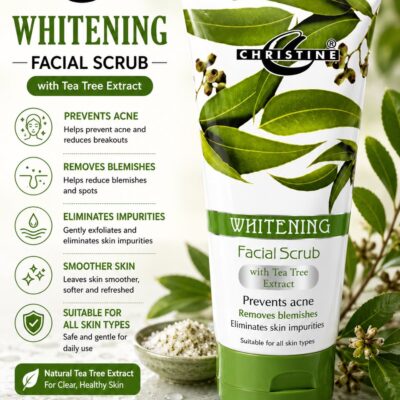 Christine Whitening Facial Scrub – Tea Tree Extract Clear Skin ✨🌿