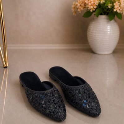 Elegant Black Sequins Mules Stylish, classy & perfect for everyday and party wear.