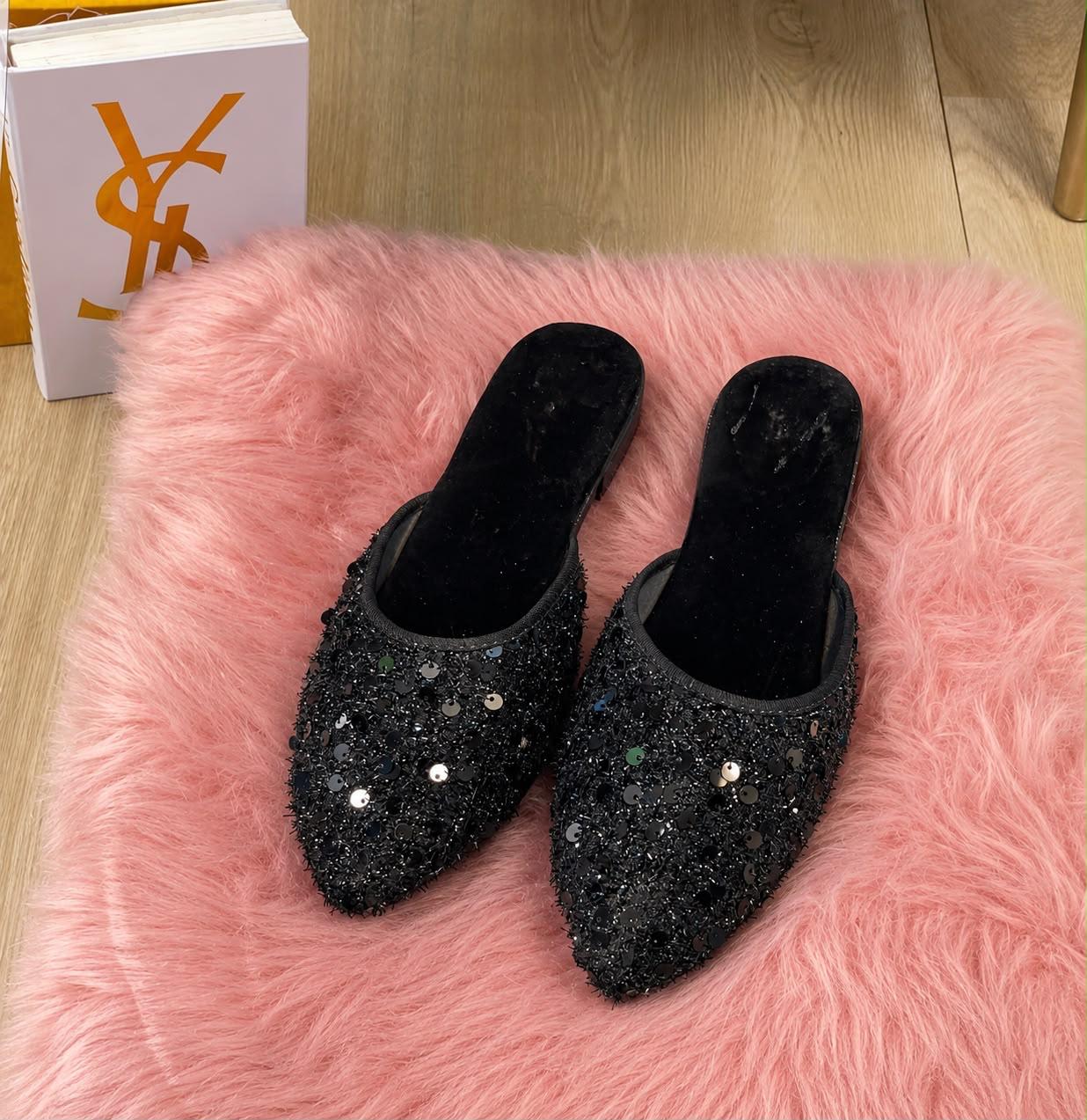 Elegant Black Sequins Mules Stylish, classy & perfect for everyday and party wear. - Image 5
